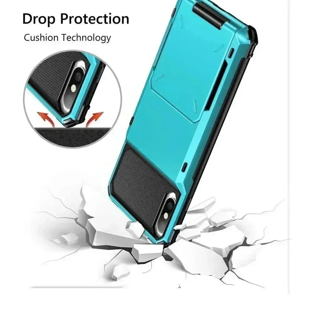 Vofolen‎ Case For iPhone XS Max Wallet ID Slot 4 Credit Card Holder Light Blue